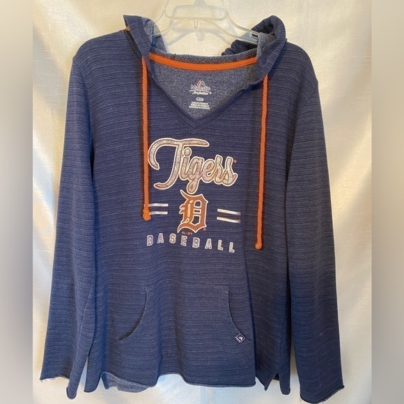Detroit Tigers Baseball Hoodie  Navy Blue Ladies Lg - Picture 12 of 12